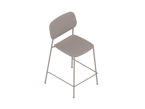 A generic rendering - Soft Edge Stool–Counter Height–Steel Legs–Wood Seat and Back–Nonupholstered