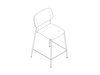 A line drawing - Soft Edge Stool–Counter Height–Steel Legs–Wood Seat and Back–Nonupholstered
