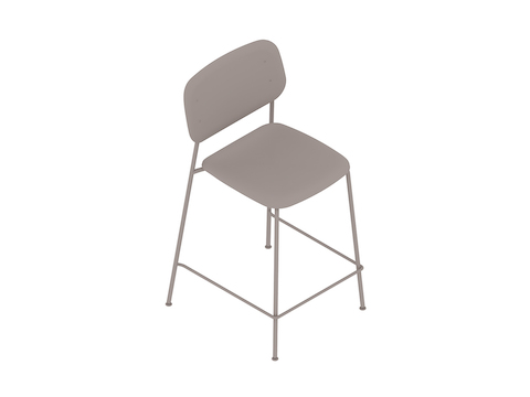 A generic rendering - Soft Edge Stool–Counter Height–Steel Legs–Wood Seat and Back–Upholstered