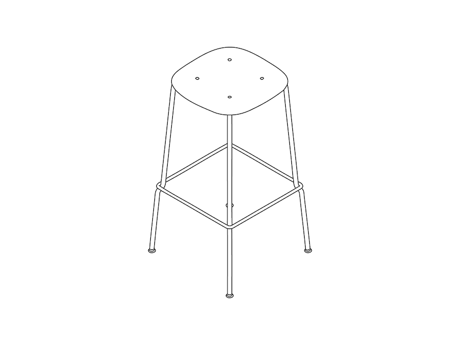 A line drawing - Soft Edge Stool–Bar Height–Steel Legs–Polypropolene Seat–Nonupholstered