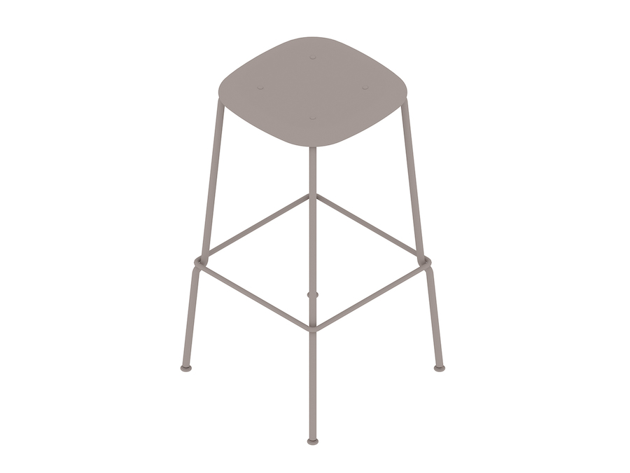 A generic rendering - Soft Edge Stool–Bar Height–Steel Legs–Wood Seat–Nonupholstered