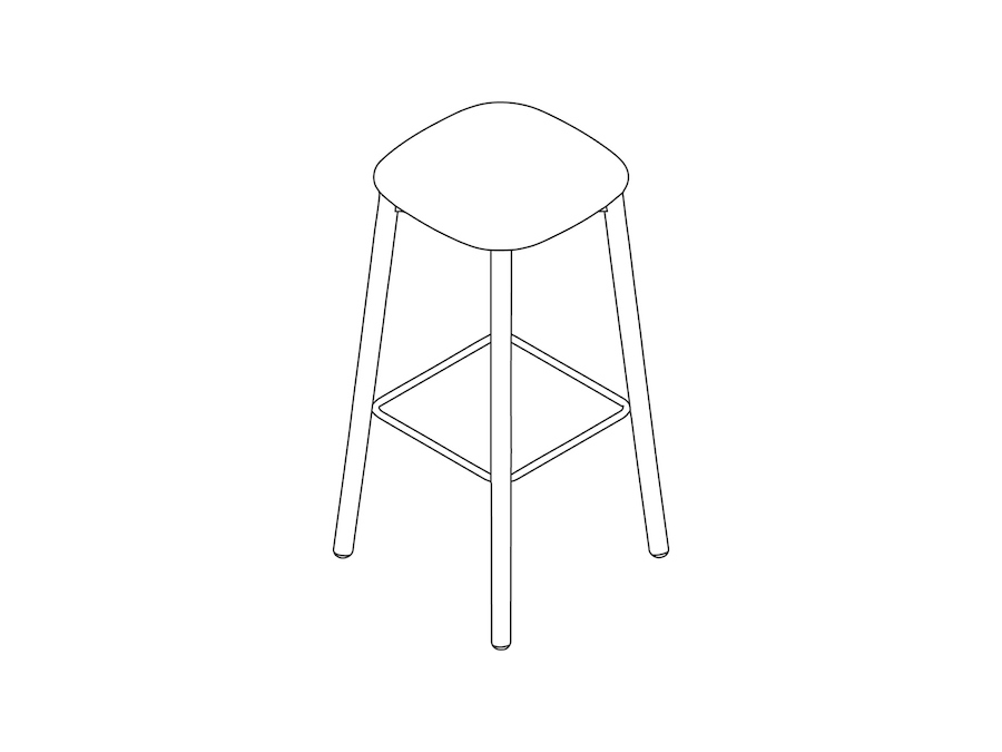 A line drawing - Soft Edge Stool–Bar Height–Wood Legs–Wood Seat–Nonupholstered