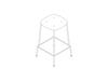 A line drawing - Soft Edge Stool–Counter Height–Steel Legs–Wood Seat–Nonupholstered