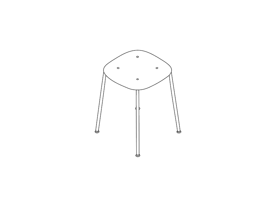 A line drawing - Soft Edge Stool–Low Height–Steel Legs–Polypropolene Seat–Nonupholstered