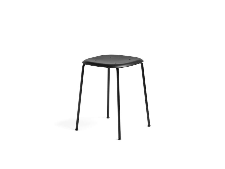 A photo - Soft Edge Stool–Low Height–Steel Legs–Wood Seat–Nonupholstered