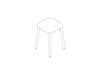 A line drawing - Soft Edge Stool–Low Height–Wood Legs–Wood Seat–Nonupholstered
