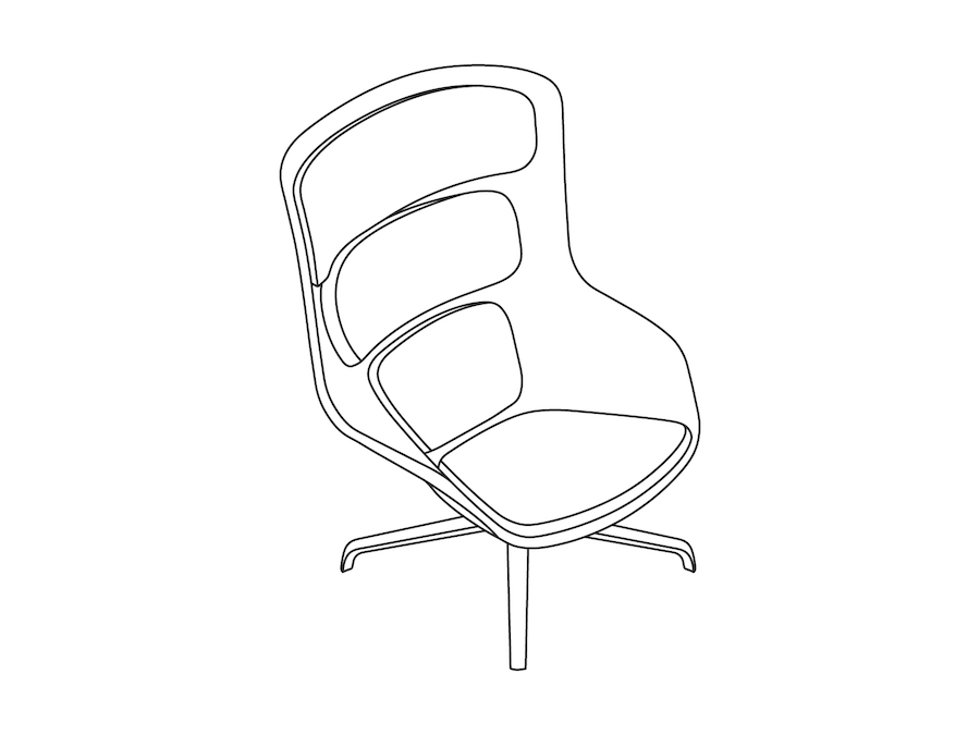 A line drawing - Striad Lounge Chair–High Back–4-Star Base