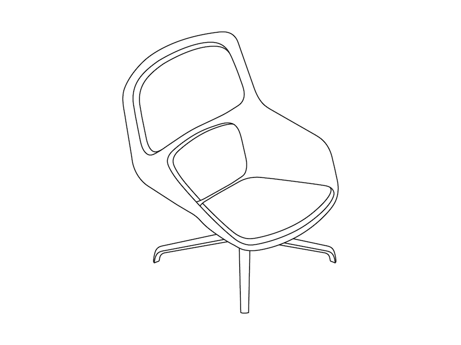 A line drawing - Striad Lounge Chair–Mid Back–4-Star Base