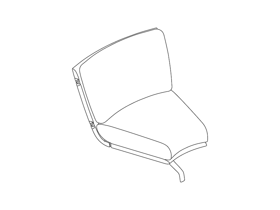 线描图 - Striad弧形（内弯）沙发–4腿底座