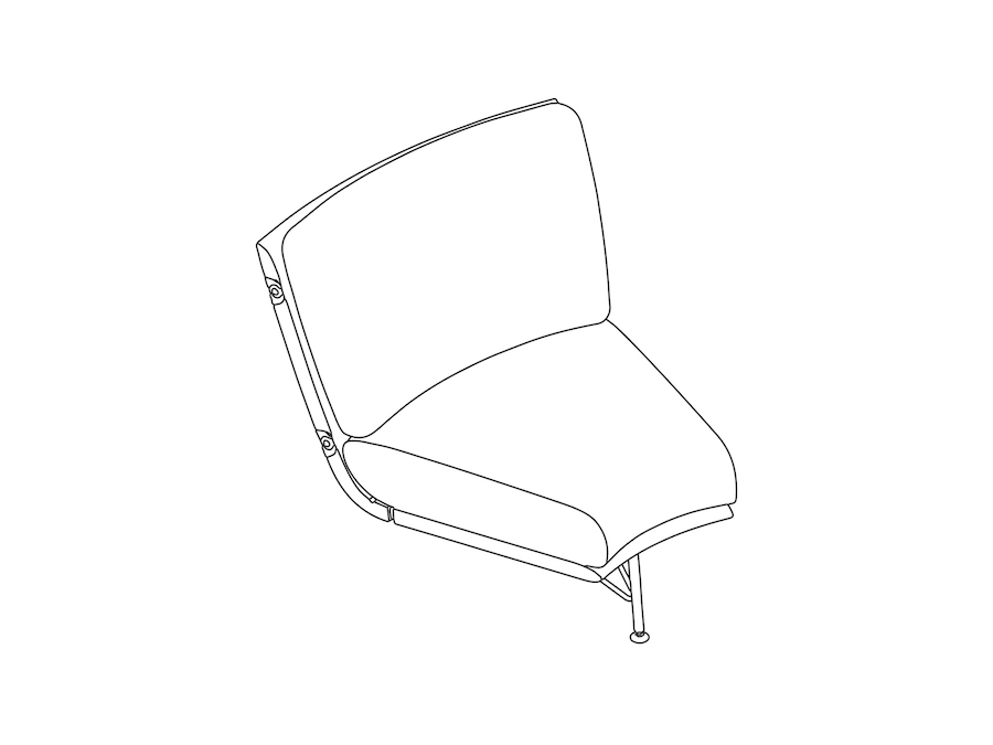 线描图 - Striad弧形（内弯）沙发–钢丝底座