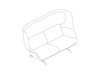 Eine Zeichnung - Striad Sofa–hohe Rückenlehne–2 Sitze–4-Stern-Fußkreuz