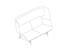 Eine Zeichnung - Striad Sofa–hohe Rückenlehne–2 Sitze–Metallbeine