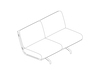 Eine Zeichnung - Striad Sofa–niedrige Rückenlehne–2 Sitze–ohne Armlehnen–4-Stern-Fußkreuz