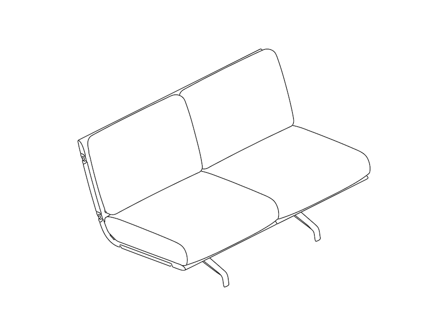 Un dibujo - Sofá Striad–Respaldo bajo–2 asientos–Sin brazos–Base de 4 patas