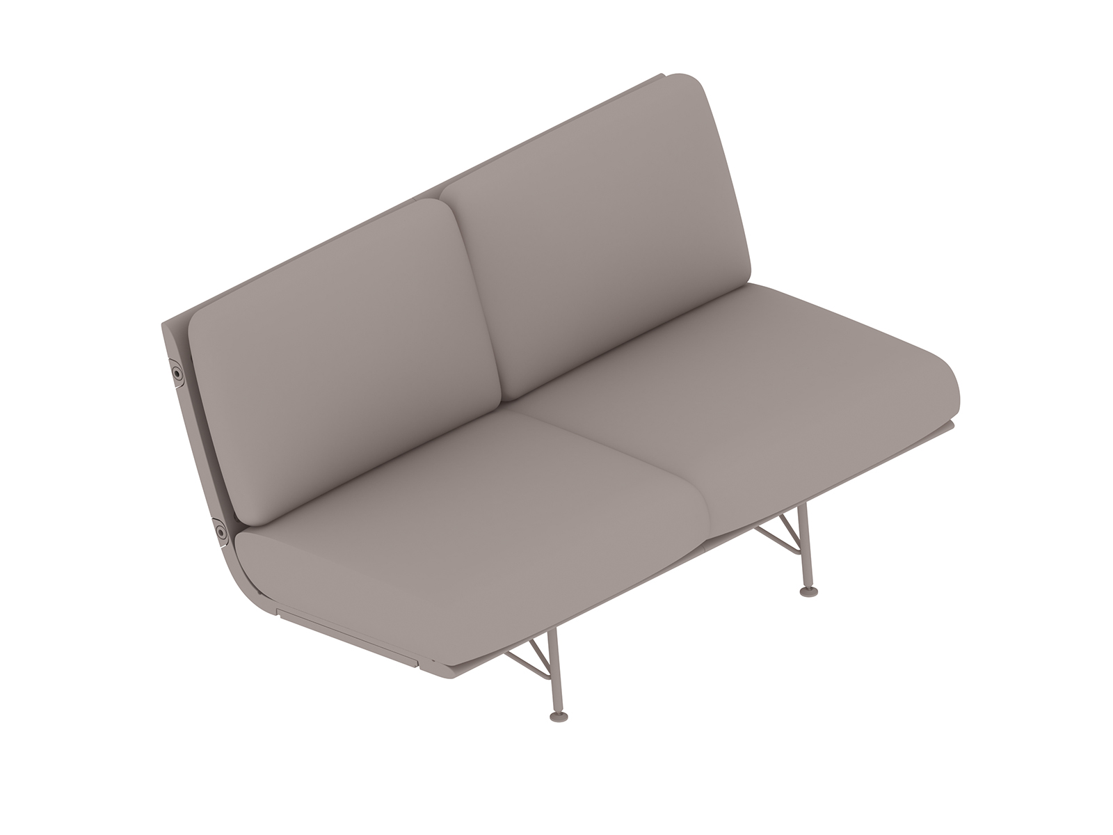 Un rendering generico - Divano Striad–Schienale basso–2 sedili–Senza braccioli–Base metallica