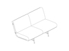 Eine Zeichnung - Striad Sofa–niedrige Rückenlehne–2 Sitze–ohne Armlehnen–Metallbeine