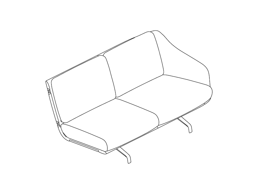 Un dibujo - Sofá Striad–Respaldo bajo–2 asientos–Brazo izquierdo–Base de 4 patas