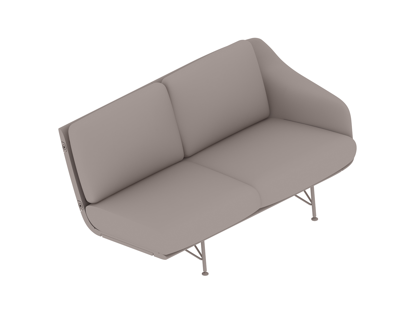 Eine generische Abbildung - Striad Sofa–niedrige Rückenlehne–2 Sitze–Armlehne links–Metallbeine