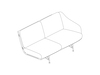 Eine Zeichnung - Striad Sofa–niedrige Rückenlehne–2 Sitze–Armlehne links–Metallbeine