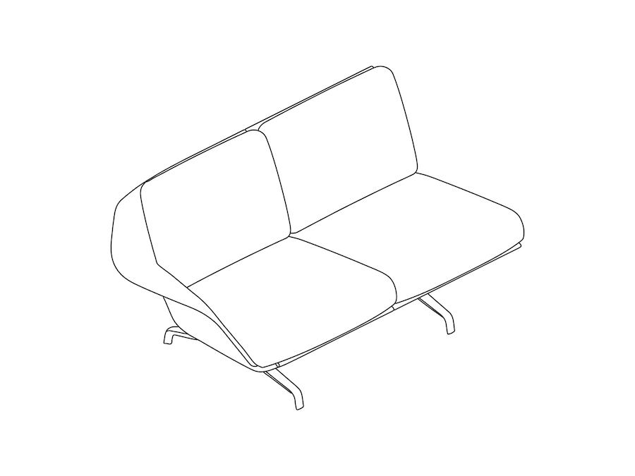 A line drawing - Striad Sofa–Low Back–2 Seat–Right Arm–4-Leg Base