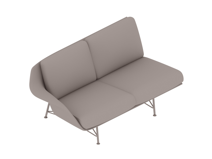 Eine generische Abbildung - Striad Sofa–niedrige Rückenlehne–2 Sitze–Armlehne rechts–Metallbeine