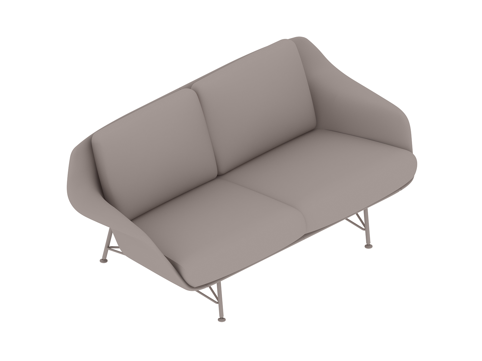 Un rendering generico - Divano Striad–Schienale basso–2 sedili–Con braccioli–Base metallica