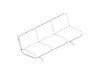 A line drawing - Striad Sofa–Low Back–2 Seat–With Arms–Wire Base