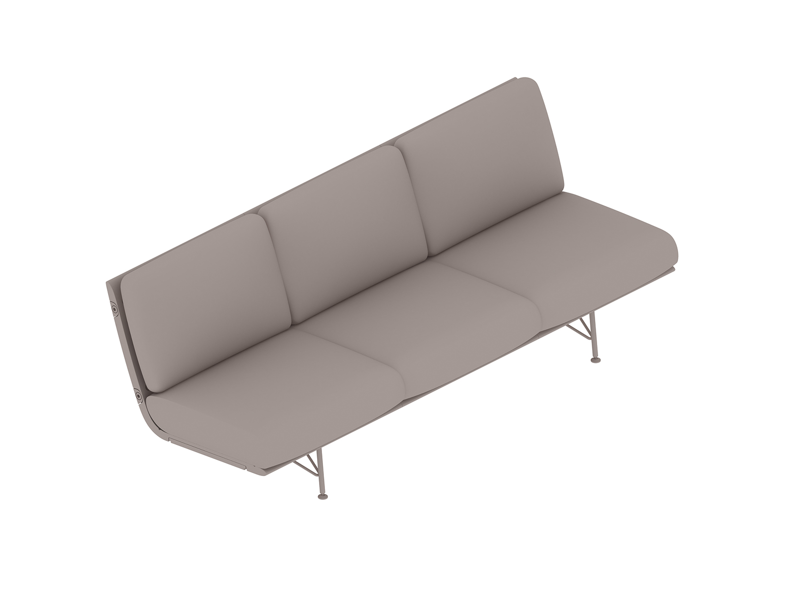 Un rendering generico - Divano Striad–Schienale basso–3 sedili–Senza braccioli–Base metallica