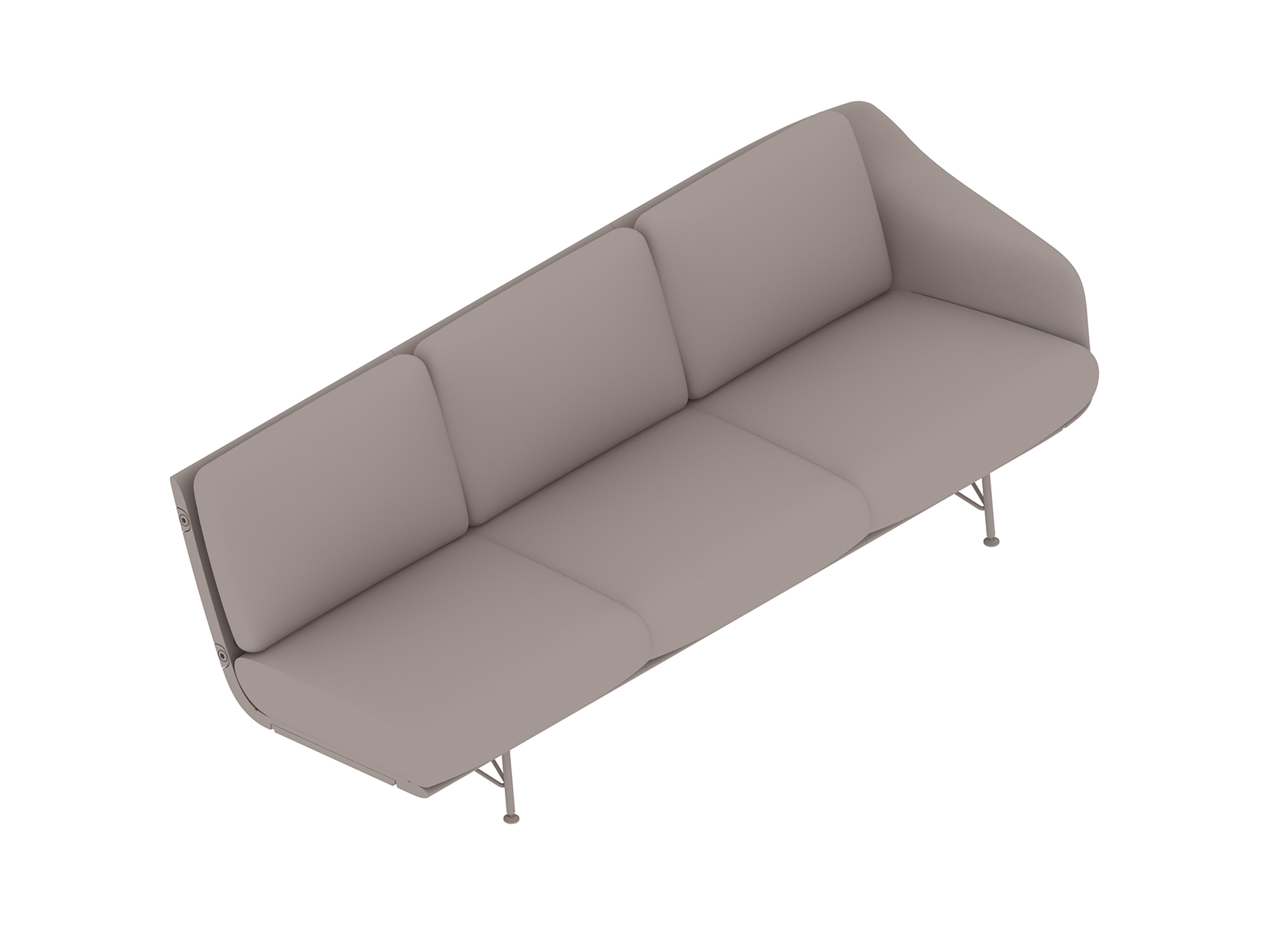 Eine generische Abbildung - Striad Sofa–niedrige Rückenlehne–3 Sitze–Armlehne links–Metallbeine
