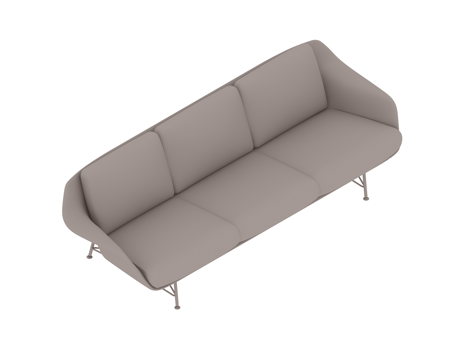 Un rendering generico - Divano Striad–Schienale basso–3 sedili–Con braccioli–Base metallica
