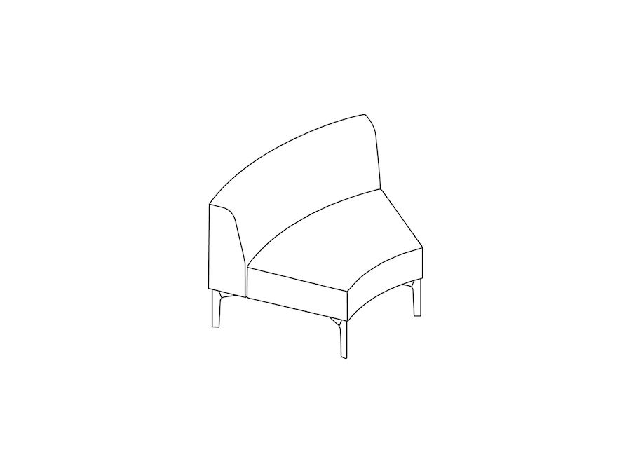 A line drawing - Symbol Modular Seating–45-Degree Curve