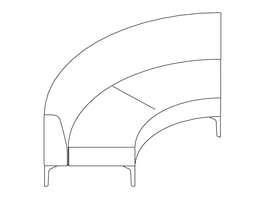 A line drawing - Symbol Modular Seating–90-Degree Curve