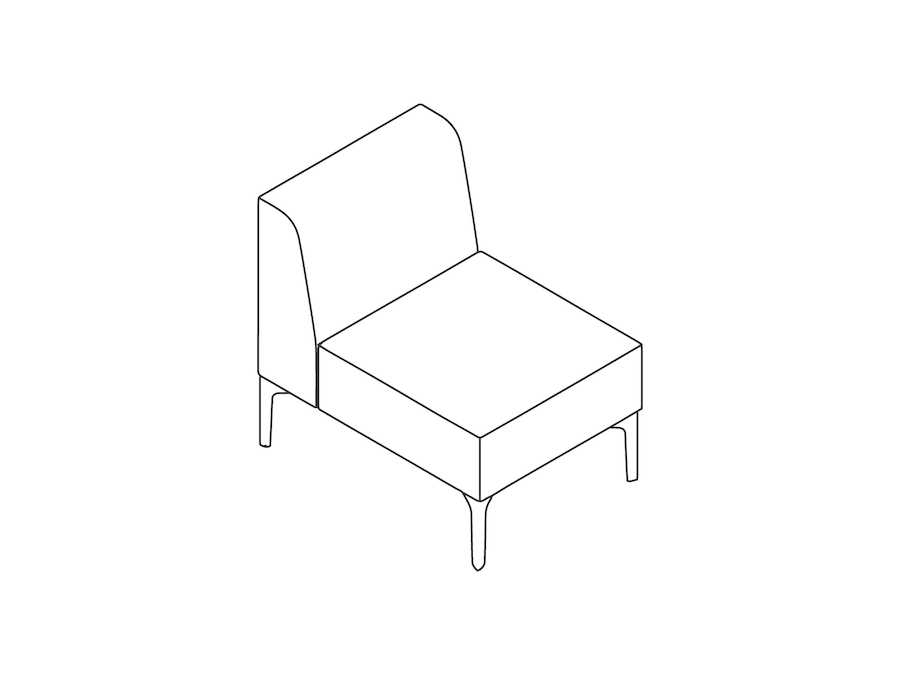 线描图 - Symbol模块化座椅 - 无扶手 - 单座