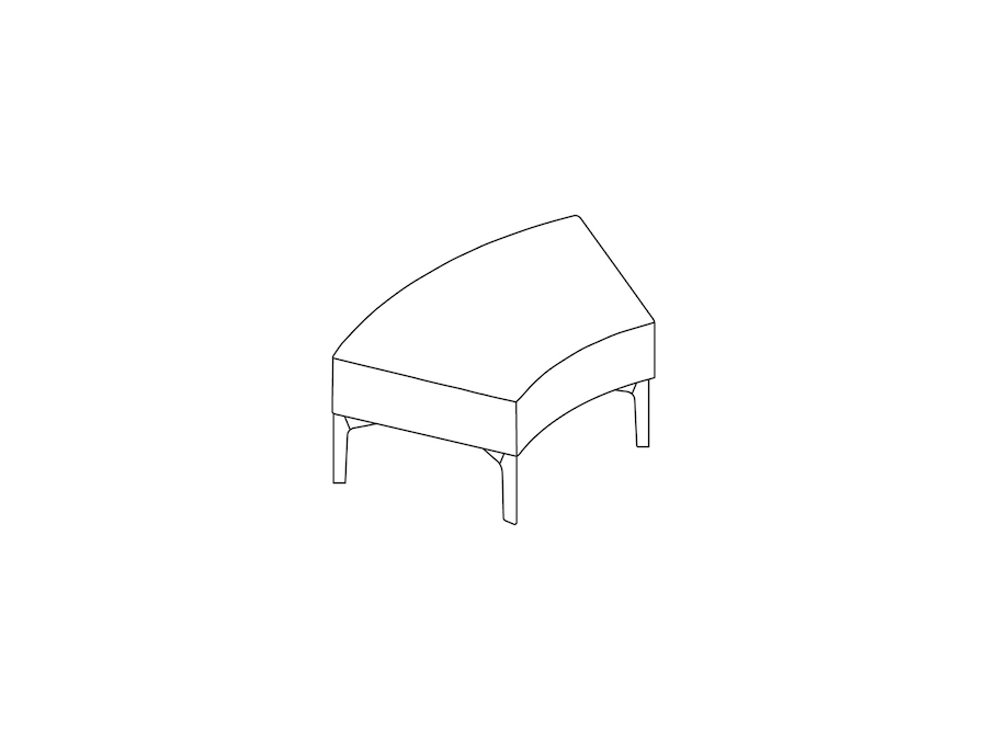 Een lijntekening - Symbol modulaire stoelen – bank – boog 45 graden
