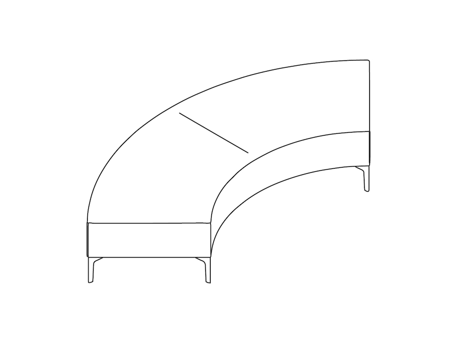 A line drawing - Symbol Modular Seating–Bench–90-Degree Curve