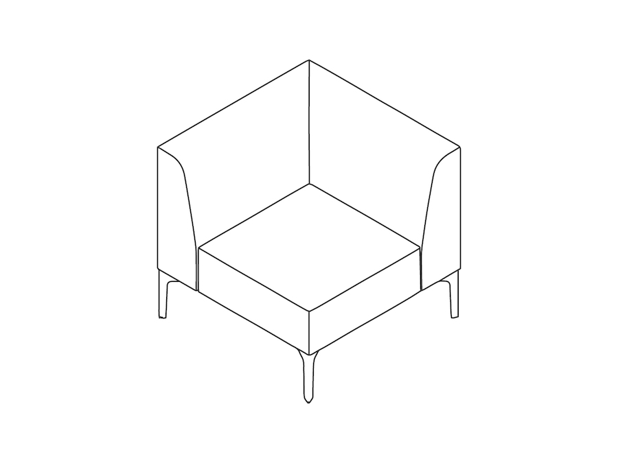 Een lijntekening - Symbol modulaire stoelen–hoek