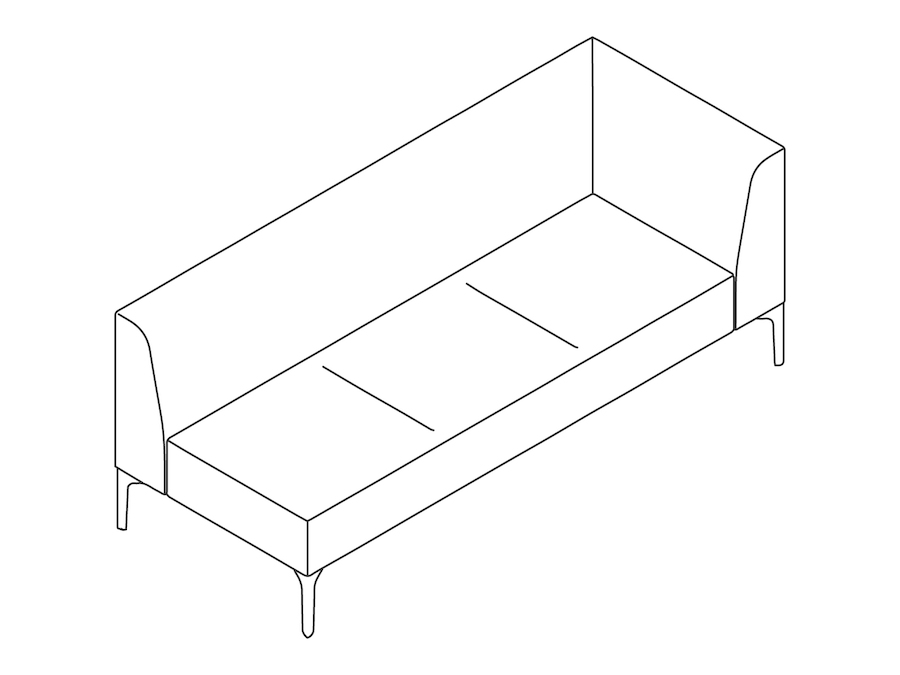 A line drawing - Symbol Modular Seating–Left Arm–3 Seat