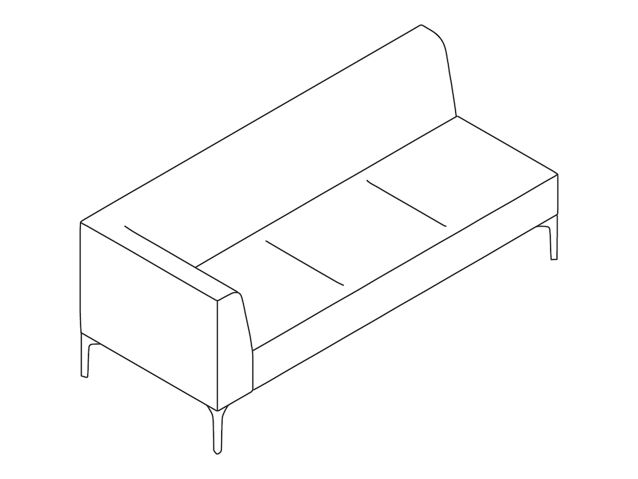 A line drawing - Symbol Modular Seating–Right Arm–3 Seat