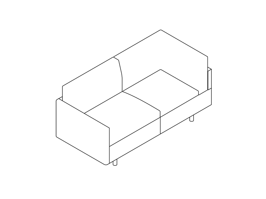 线描图 - Tuxedo经典款靠椅 - 左转角 - 右侧扶手