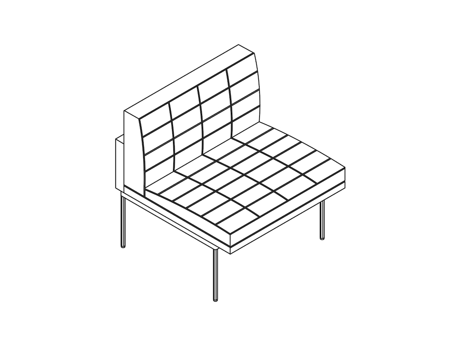A line drawing - Tuxedo Component Club Chair – Armless