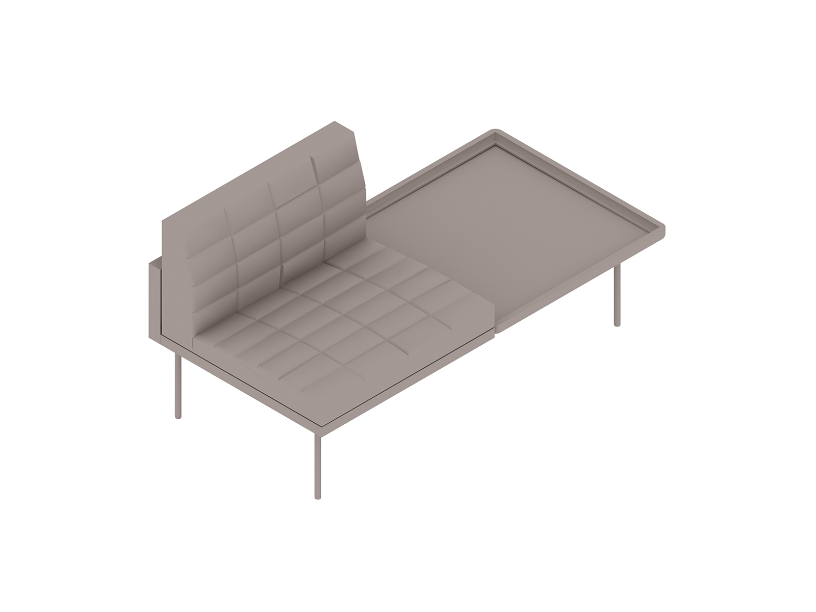 Een generieke rendering - Tuxedo Component Club-stoel – tafel links – zonder armleuning rechts