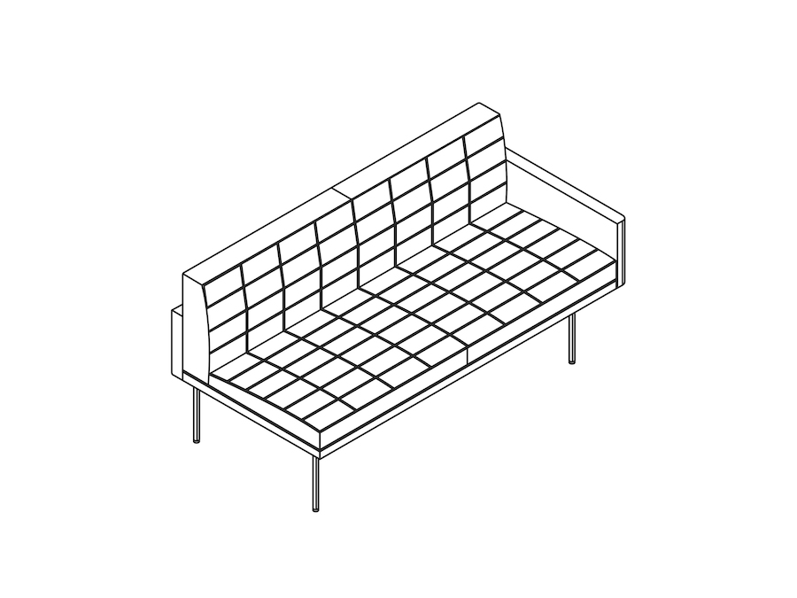 Een lijntekening - Tuxedo Component-zitbank – armleuning links