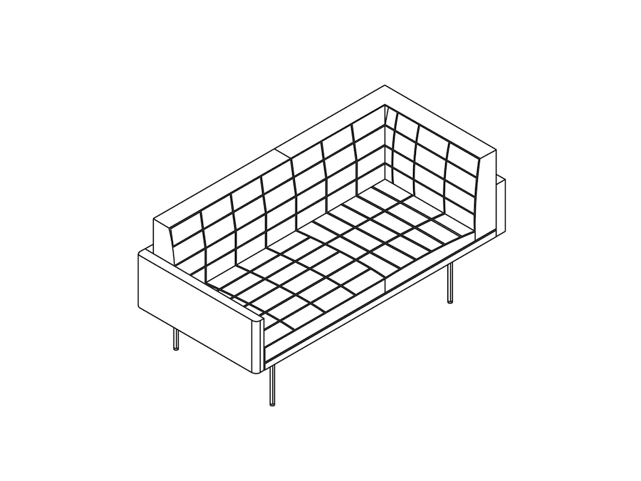 A line drawing - Tuxedo Component Settee – Left Corner – Right Arm