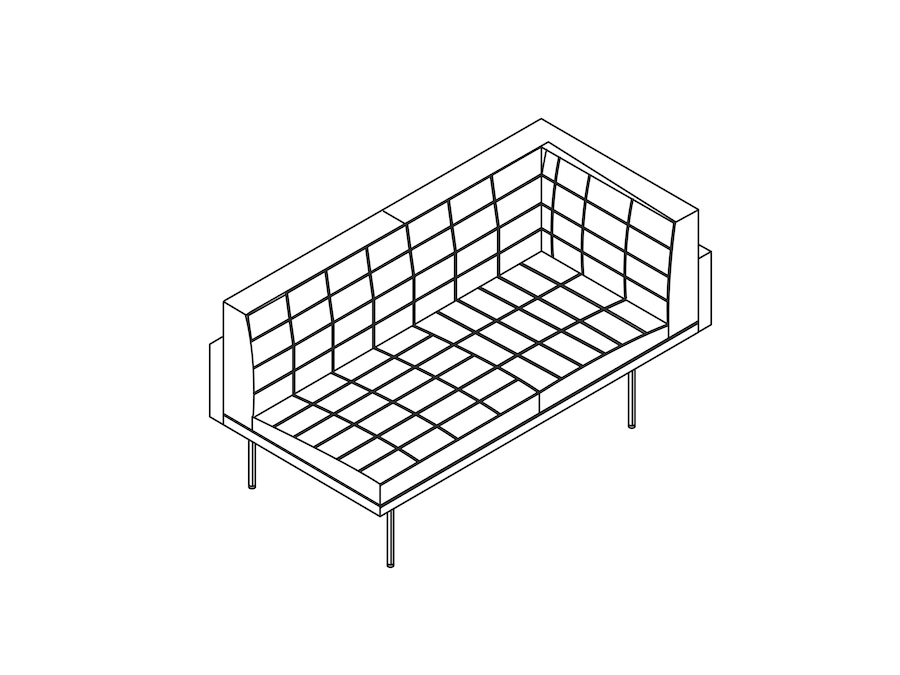 A line drawing - Tuxedo Component Settee – Left Corner – Right Armless