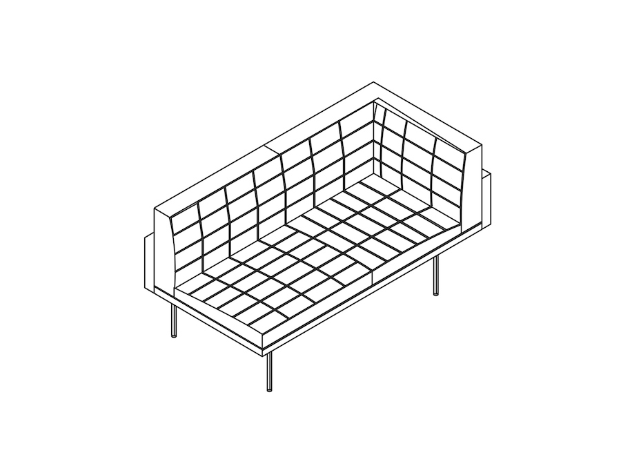 Een lijntekening - Tuxedo Component-zitbank – linkerhoek – zonder armleuning rechts