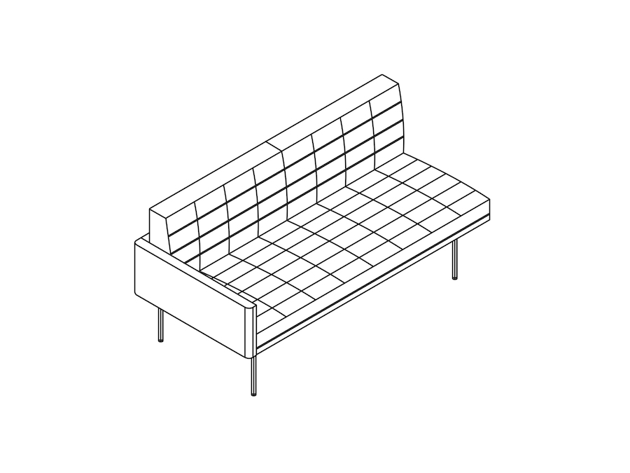 Een lijntekening - Tuxedo Component-zitbank – armleuning rechts