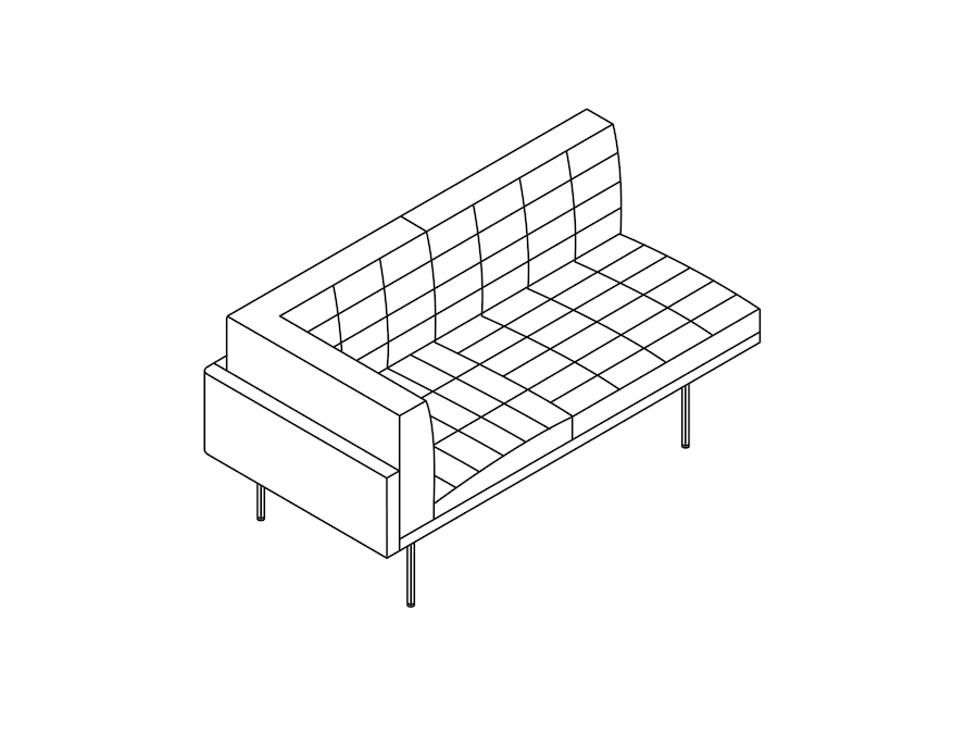 Um desenho de linha - Sofá Tuxedo Component–Canto direito–Sem braço esquerdo