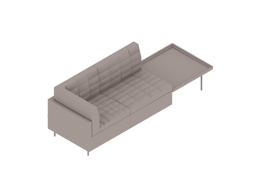 Een generieke rendering - Tuxedo Component-zitbank – rechterhoek – tafel links