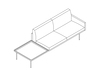 A line drawing - Tuxedo Component Settee – Right Table – Left Arm