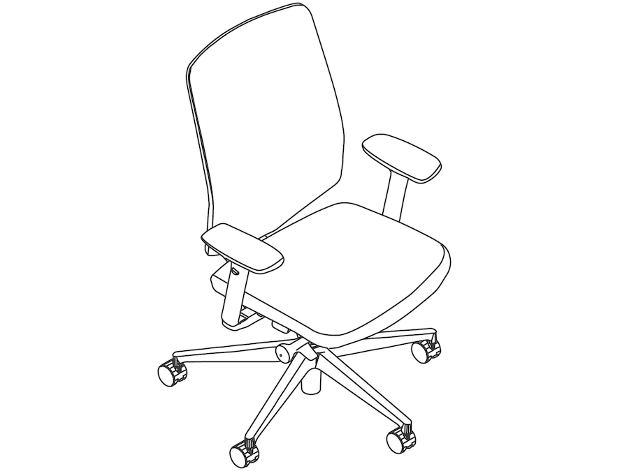 Eine Zeichnung - Verus Stuhl–Membran-Rückenlehne–höhenverstellbare Armlehnen